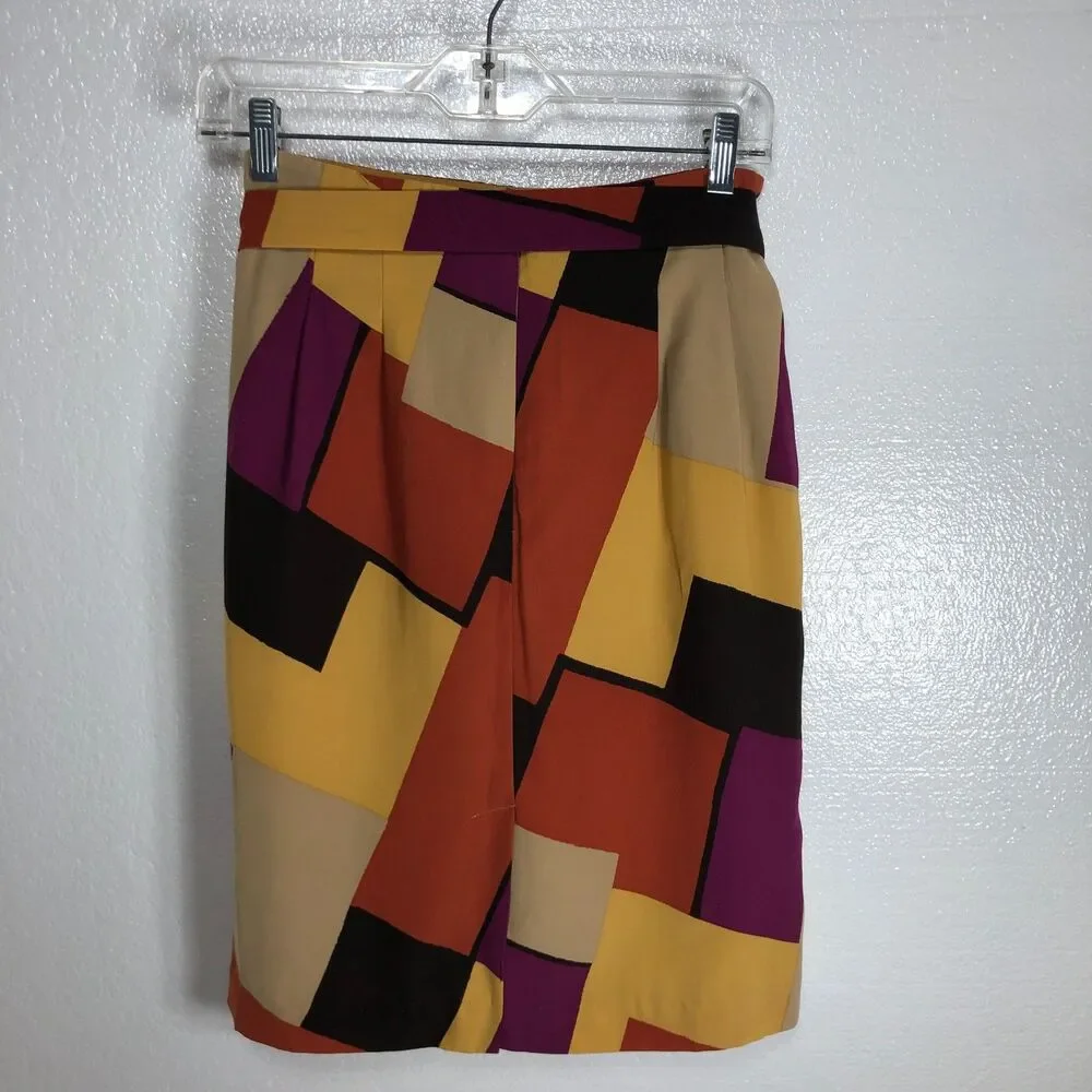 Apostrophe A Line Color Block Skirt Retro Sash Womens Size 4
